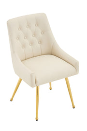 Leather Upholstered Modern Dining Chair with Diamond Tufted Button Back - Dining Room Negotiation Room Cafe Office Accent Chair (Off White, Set of 2)