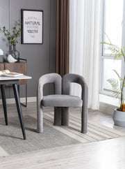 Contemporary Designed Velvet Fabric Upholstered Accent/Dining Chair /Barrel Side Chairs Kitchen Armchair for Living Room set of 2 (Gray Velvet)