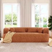 [NEW]86' Chenille Boneless Couch, Upholstered Sofa with Pillows, No Assembly Curved Cloud Couch with High-Density Foam, 3-Seater Luxury Modern Compressed Sofa for Living Room&Apartment