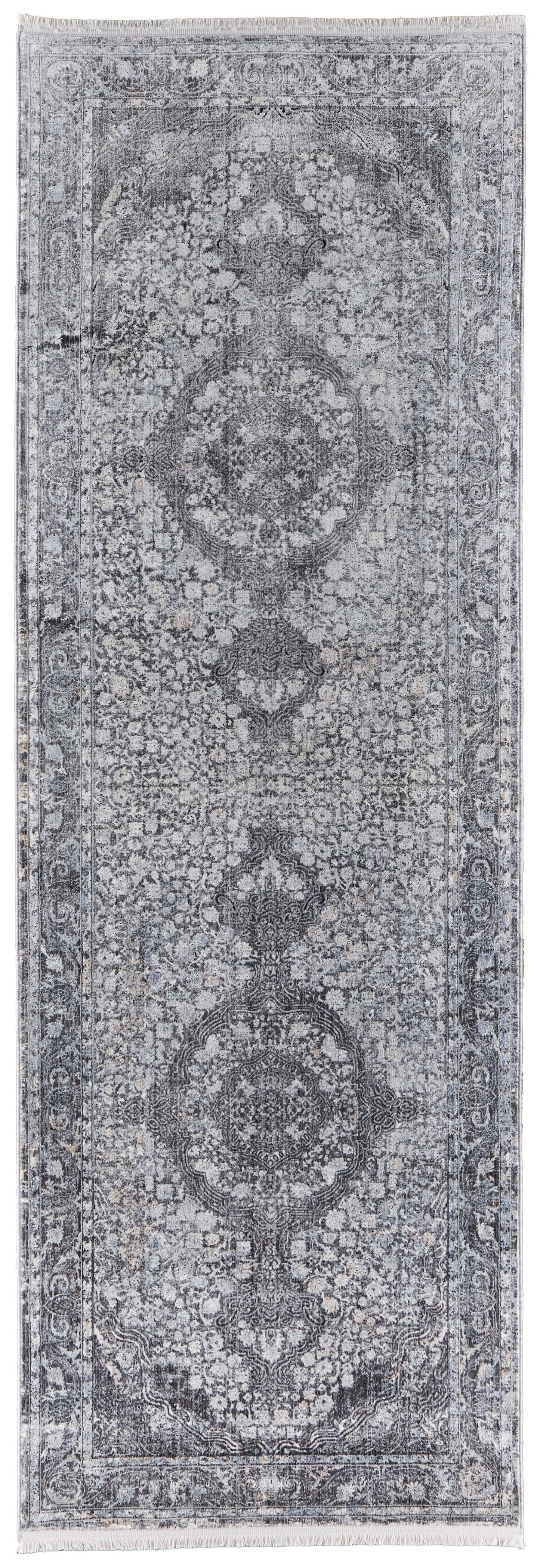 Sarrant Transitional Medallion, Gray/Silver/Ivory