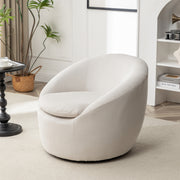 Winnie Modern Teddy Fabric Barrel Chair, 360° Swivel, Beige