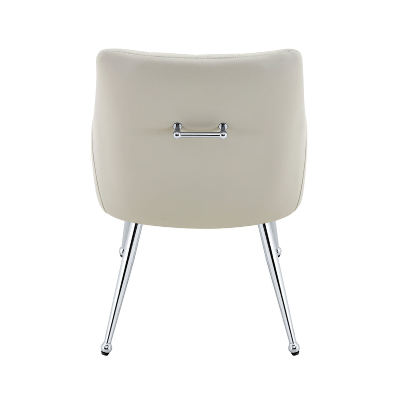 Leather Upholstered Modern Dining Chair with Diamond Tufted Button Back - Dining Room Negotiation Room Cafe Office Accent Chair (Light Gray, Set of 2)