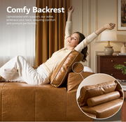 Boneless Couches for Living Room, Brown Faux Leather Cloud Sectional Couches with Chaise, Deep Seat L Shaped Modular Sofa, No Assembly Required Sofas in a Box (Left,Faux Leather,Brown)
