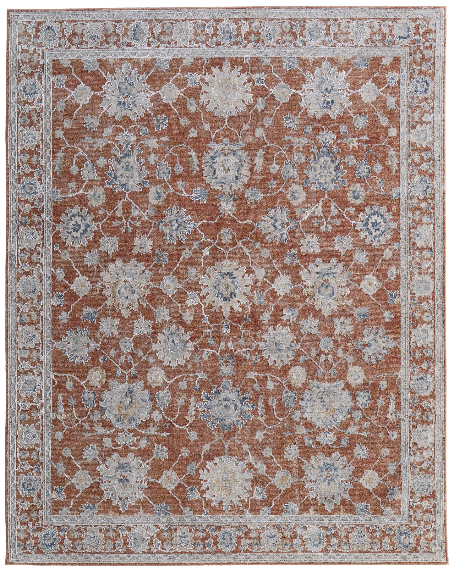 Pasha Transitional Floral & Botanical, Red/Ivory/Blue