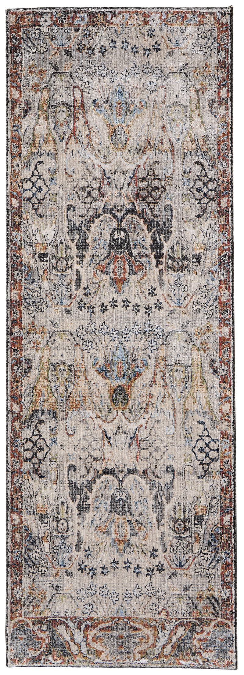 Melrose Transitional Ikat, Ivory/Red/Gray