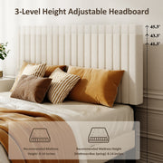 Full Size Bed frame, Velvet Upholstered Platform Bed with Height-Adjustable Headboard, Sturdy Frame and Alats, Quiet Design, No-Spring Mattress Compatible, Easy to Assemble