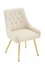 Leather Upholstered Modern Dining Chair with Diamond Tufted Button Back - Dining Room Negotiation Room Cafe Office Accent Chair (Off White, Set of 2)