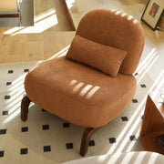 Cute Accent Chair with Solid Wood Legs, Living Room Chair with Soft fabric Cushion, Cozy Bedroom Chair, Comfy Armless Reading Chair for Apartment, Waiting Room, Balcony (Caramel)