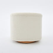 Swivel Accent Chair with Teddy Upholstery in White, 360-Degree Rotating Barrel Chair for Living Room, Bedroom, or Office, Made of Fabric and Solid Rubber Wood