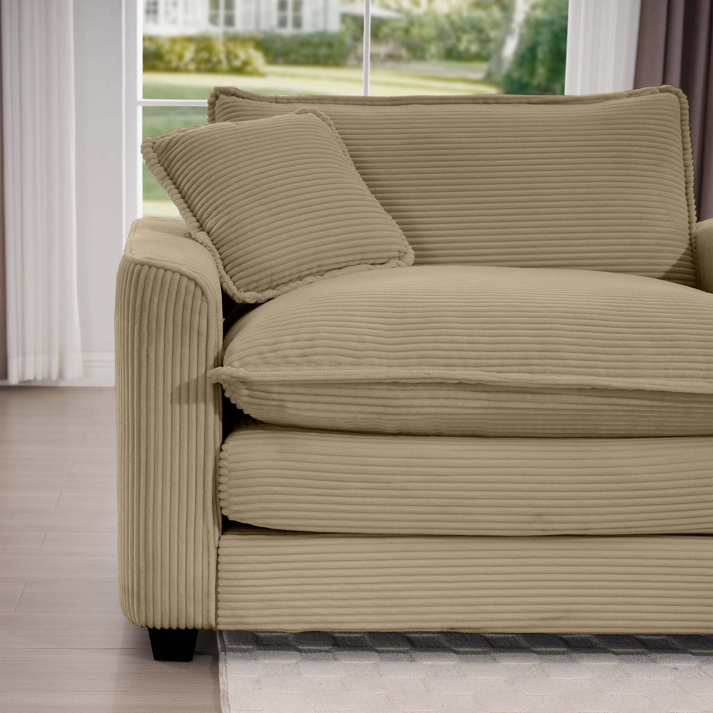 Modern Oversized Modular Cushion Sofa With Ottoman, Low Back, Deep Seating Sofa Set