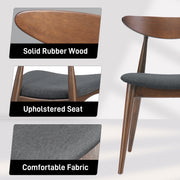 Mid-Century Modern 5-Piece Dining Set with Rubberwood Frame, Ergonomic Chairs in Walnut and Charcoal Finish