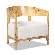 Madrid - Burl Barrel Accent Arm Chair - Seashell White