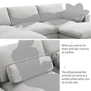 Modular Sectional With Storage Pockets, 5 Seat U Shaped Couch Set With Pillows, Free Combination Modern Cloud Sofa With 2 Movable Ottoman