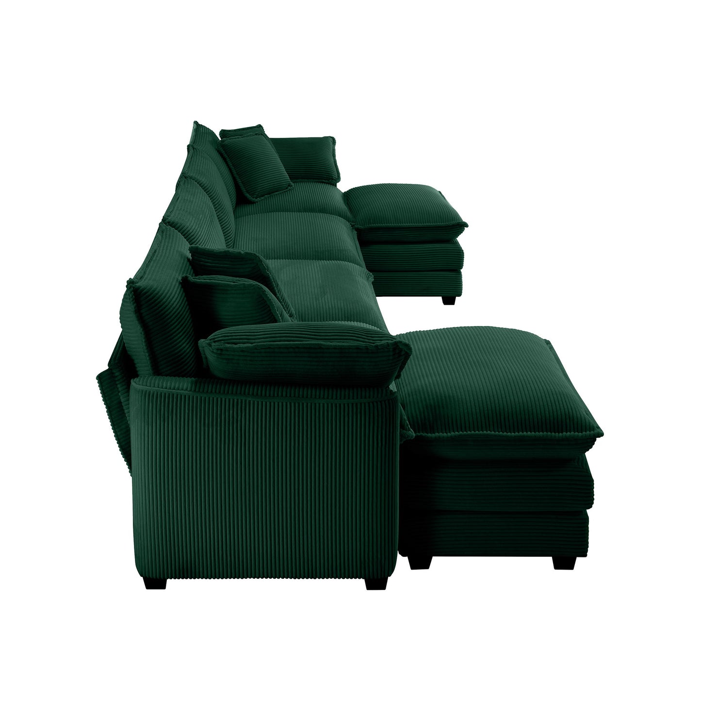 Modern Oversized Modular Cushion Sofa With Ottoman, Low Back, Deep Seating Sofa Set