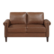 Sofa Set 3pc Sofa Loveseat Chair Chocolate Faux Leather Upholstered Nailhead Trim Plywood Frame Traditional Living Room Furniture