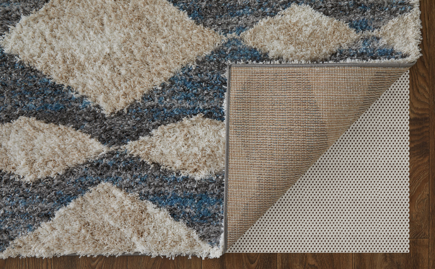Mynka Transitional Diamond, Ivory/Gray/Blue