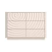 6 Drawer Dresser for Bedroom, 46.5' Wide Modern Large Chest of Drawers with Handle Free & Ripple Design,Wooden Clothes Storage Organizer for Closet, Nursery, Living Room, Apartment,warm Off-White