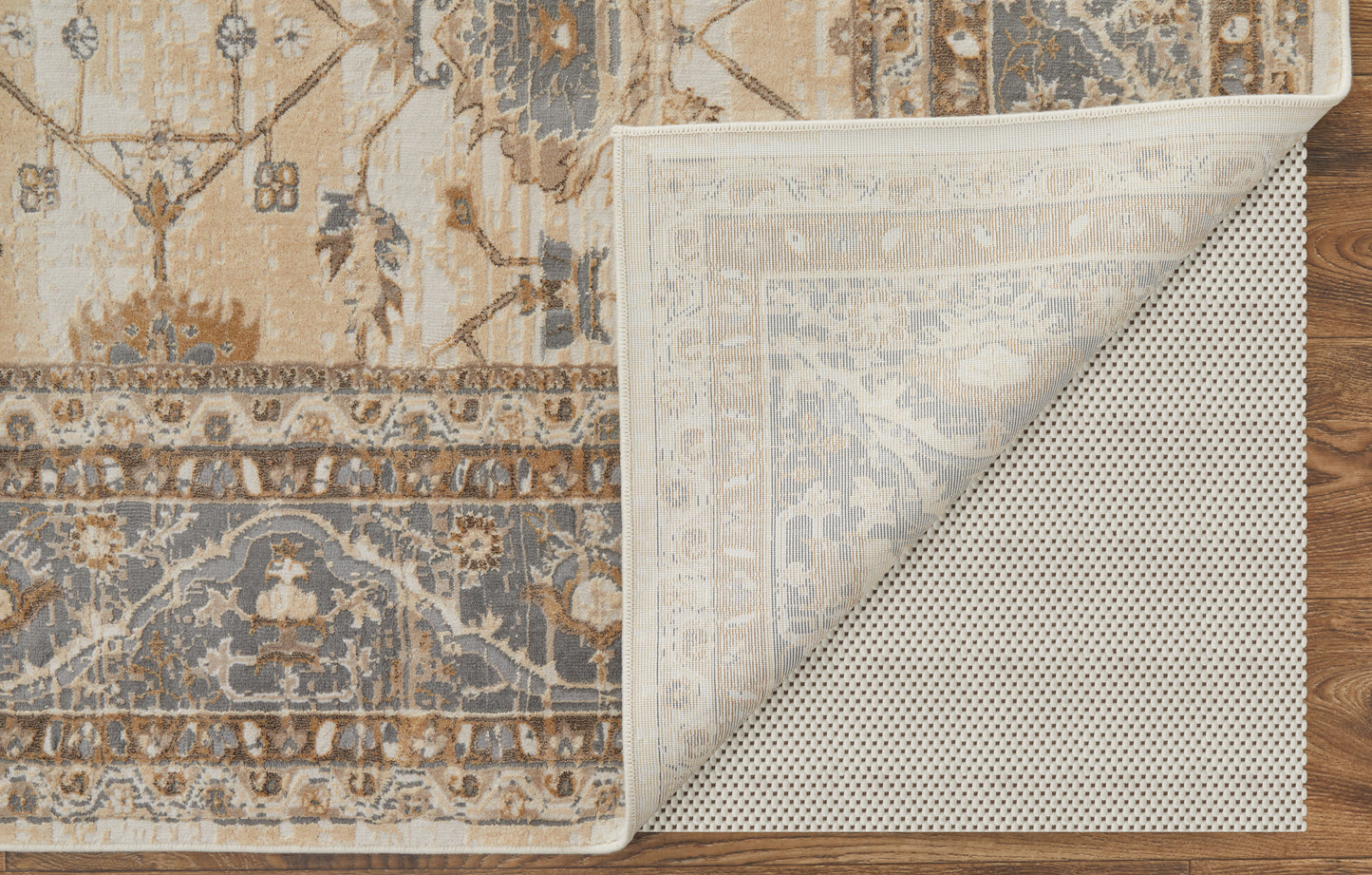 Celene Traditional Bordered, Tan/Ivory/Gray