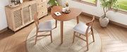 3-Piece Modern Table Set - Triangular Side Table & 2 Curved Wood Chairs, Minimalist Space-saving Light Brown Finishes for Living Room, Kitchen, Small Space, Easy to Assemble