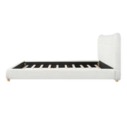 Minimalist curved headboard teddy bear plush bed, King, Cream