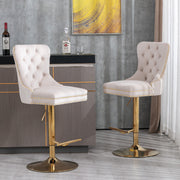 Thick Swivel Barstools Adjusatble Seat Height From 25-33", Modern Upholstered Bar Stools With Backs Comfortable Tufted For Home Pub And Kitchen Island (Set of 2)