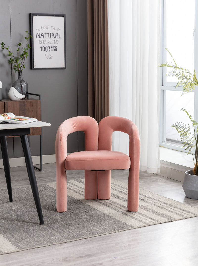 Contemporary Designed Velvet Fabric Upholstered Accent/Dining Chair /Barrel Side Chairs Kitchen Armchair for Living Room set of 2 (Pink Velvet)