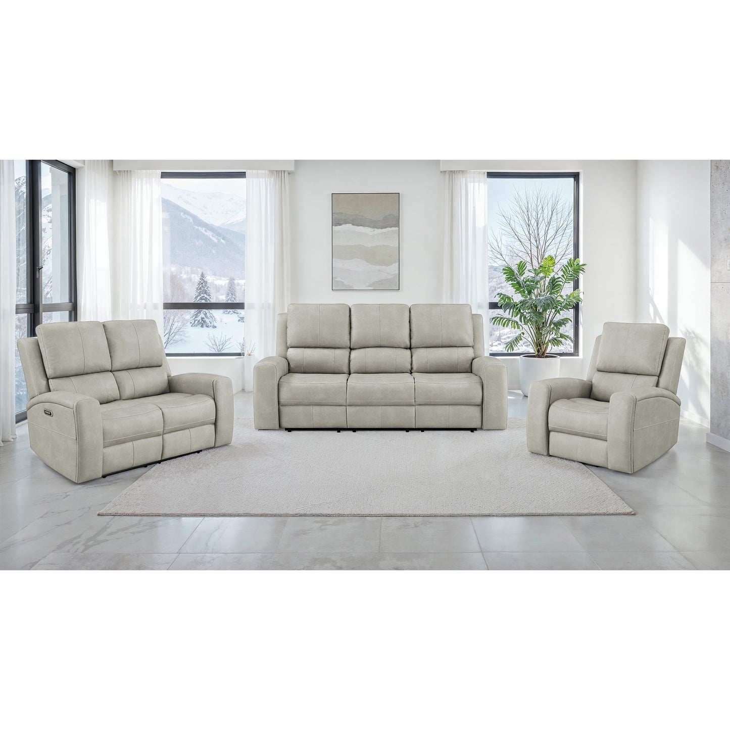 Boyce Grey 3-piece Triple Power Reclining Sofa Set