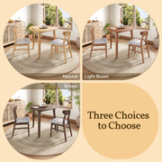 3-Piece Modern Table Set - Triangular Side Table & 2 Curved Wood Chairs, Minimalist Space-saving Brown Finishes for Living Room, Kitchen, Small Space, Easy to Assemble