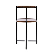 Round Coffee Table With Storage Tray 2 Tier Oval End Tables Wooden Small Side Table For Living Room
