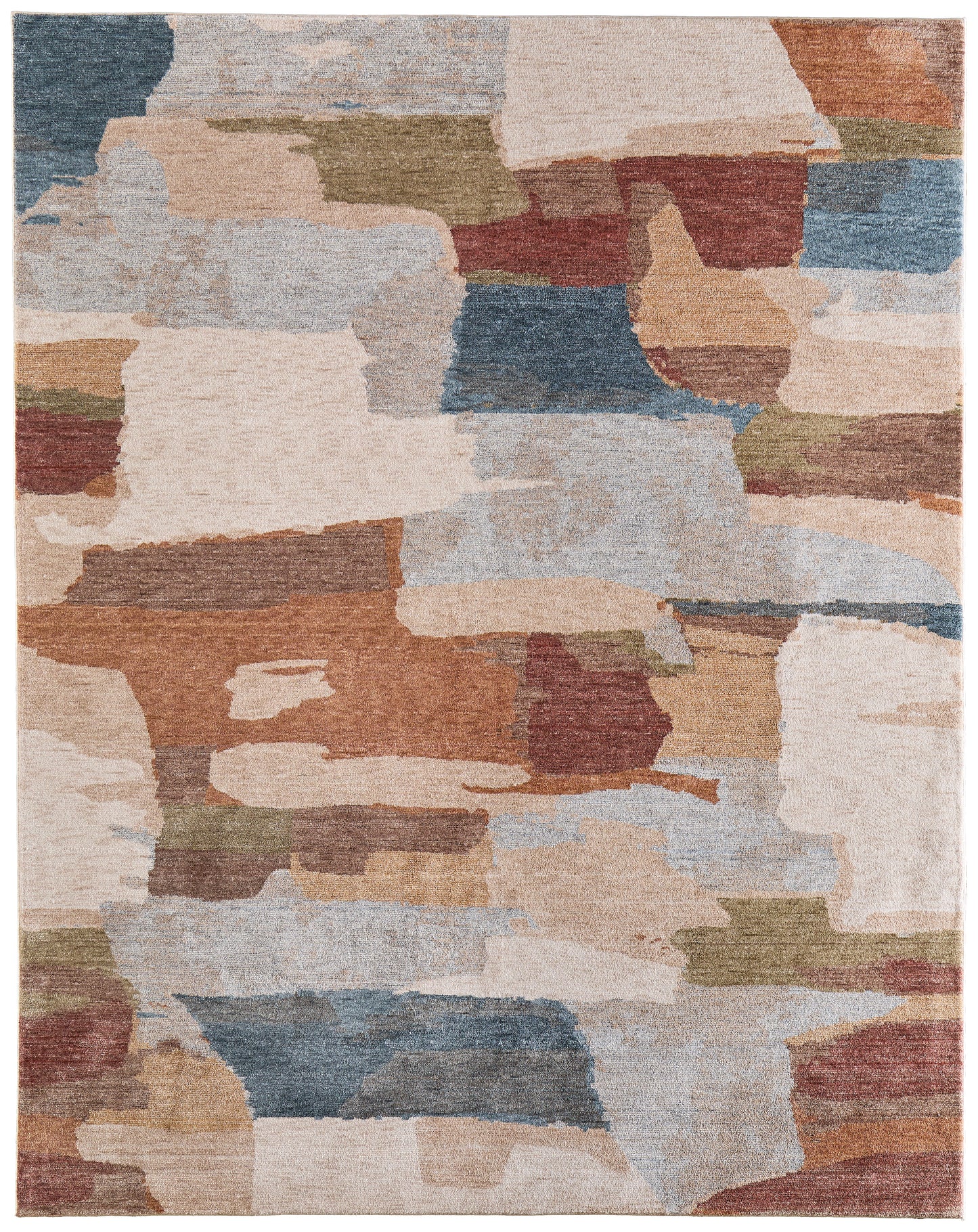 Pearson Modern Abstract, Blue/Ivory/Orange