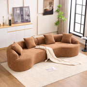 Compression Sponge Sofa Orange Curved Modular Sectional, 30D High-Density Chenille Sleeper Couch for Apartment, Living Room,110'L