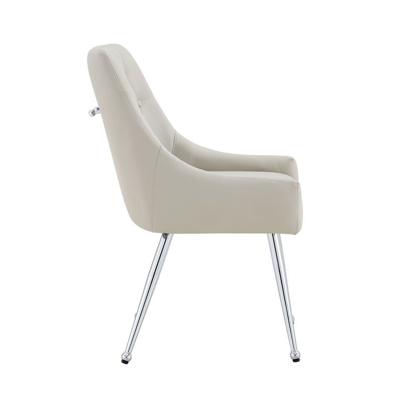 Leather Upholstered Modern Dining Chair with Diamond Tufted Button Back - Dining Room Negotiation Room Cafe Office Accent Chair (Light Gray, Set of 2)