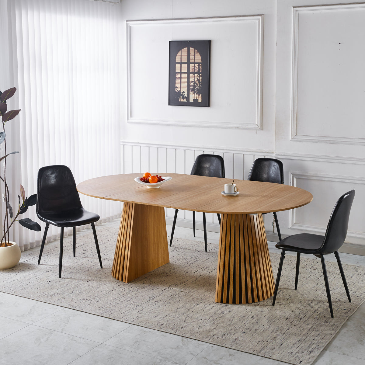 1+4,5pieces dining set, Table metal leg Mid-century Dining Table for 4-6 people With MDF Table Top, Pedestal Dining Table, End Table Leisure Coffee Table