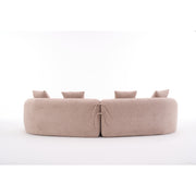 LY-025 Modular Sleeper Sectional Sofa, 4-Seater with Wood Grain Chenille Fabric, Warm Beige Convertible Sofa Bed, 30D High-Density Sponge Couch for Apartment & Living Room