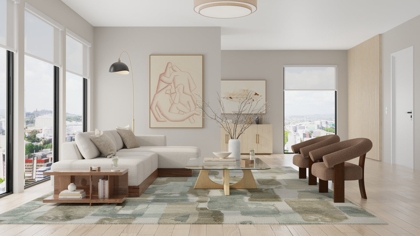 Kendall Modern Abstract, Green/Brown/Ivory