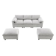 Modular Sectional With Storage Pockets, 5 Seat U Shaped Couch Set With Pillows, Free Combination Modern Cloud Sofa With 2 Movable Ottoman