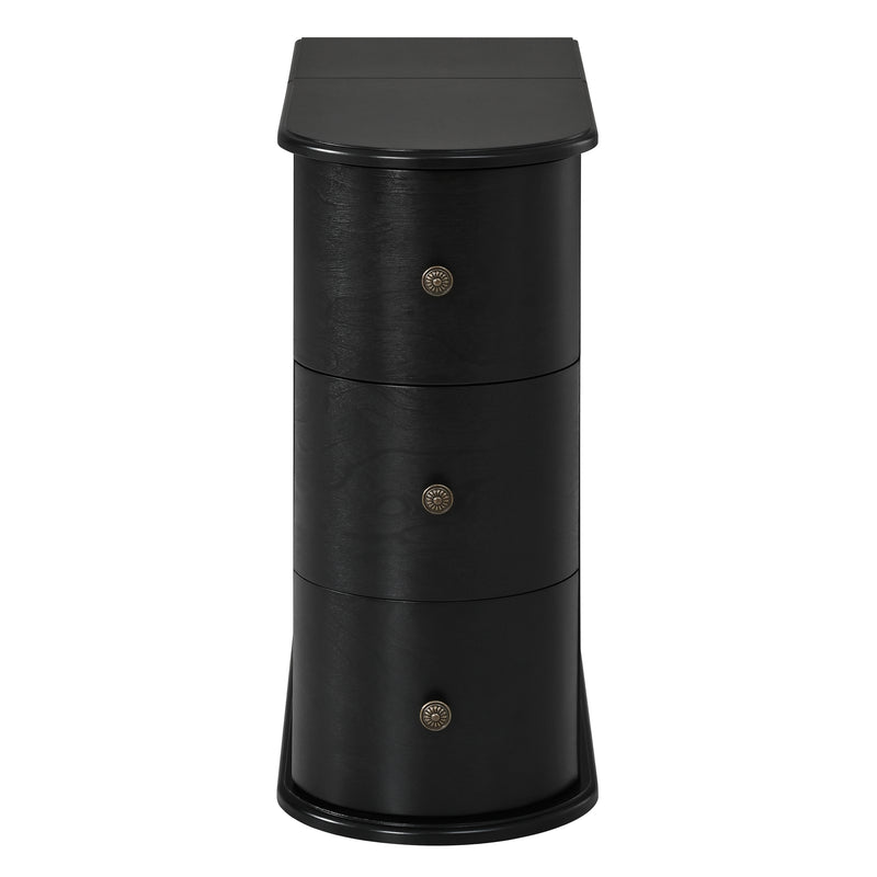 Modern End Table with Hidden Cup Holder Drawer, Charging Station & Pull-Out Side Table, Wooden Bedside Table with 2 Storage Drawers, Space Saving End Table for Bedroom & Living Room
