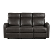 Reclining Sofa Set 3pcs Espresso Faux Leather Sofa Loveseat Chair Side Pockets Plush Foam Comfort Modern Wall-Hugger Design Living Room Furniture
