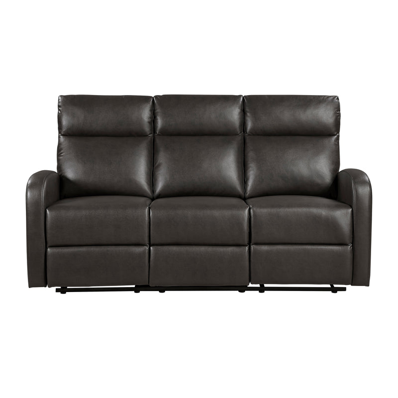Reclining Sofa Set 3pcs Espresso Faux Leather Sofa Loveseat Chair Side Pockets Plush Foam Comfort Modern Wall-Hugger Design Living Room Furniture