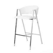 Modern Bar Stools With Low Back And Arms And Durable Metal Frame (Set of 2) - Ivory