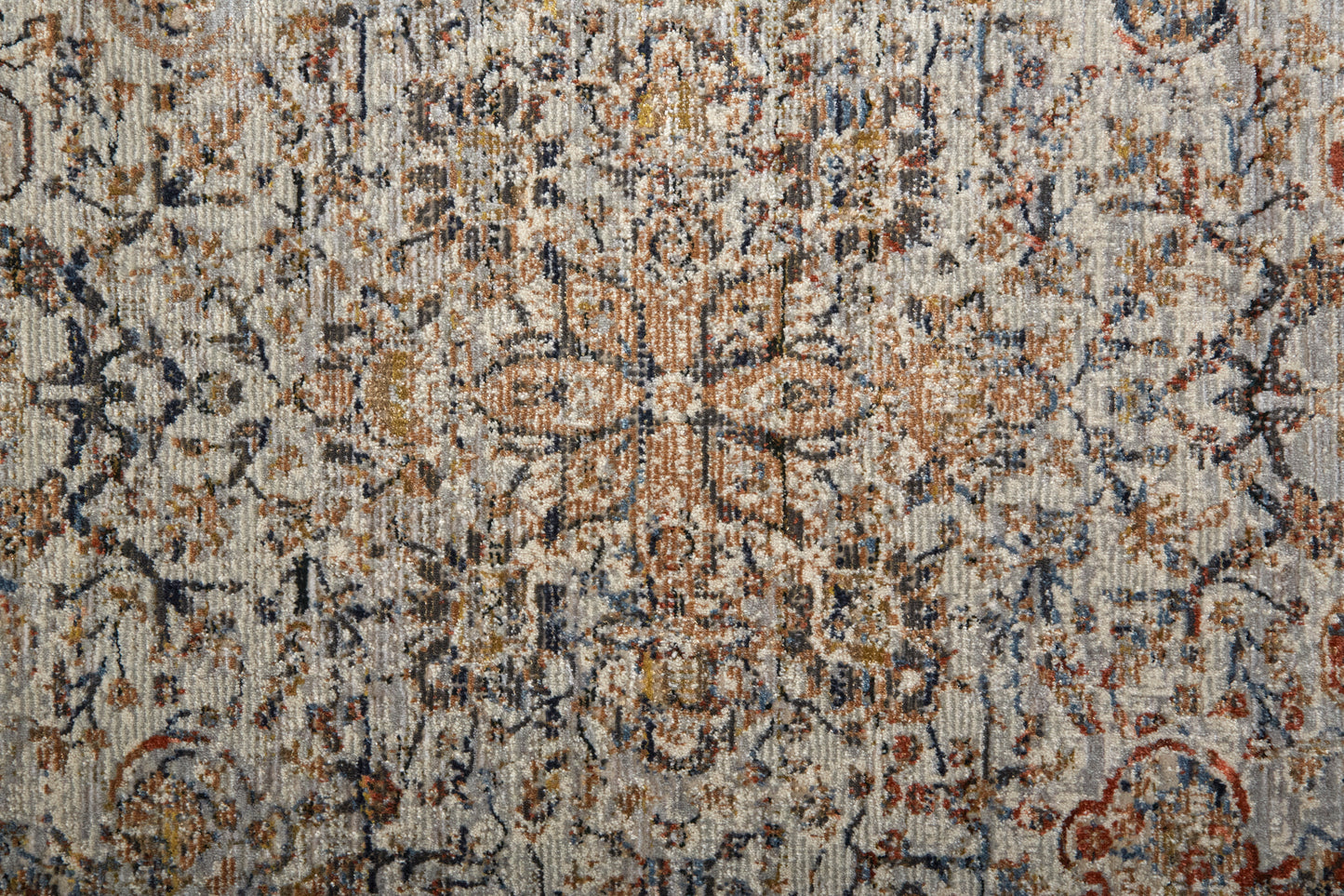 Kaia Transitional Medallion, Tan/Orange/Blue