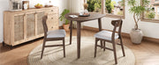 3-Piece Modern Table Set - Triangular Side Table & 2 Curved Wood Chairs, Minimalist Space-saving Brown Finishes for Living Room, Kitchen, Small Space, Easy to Assemble