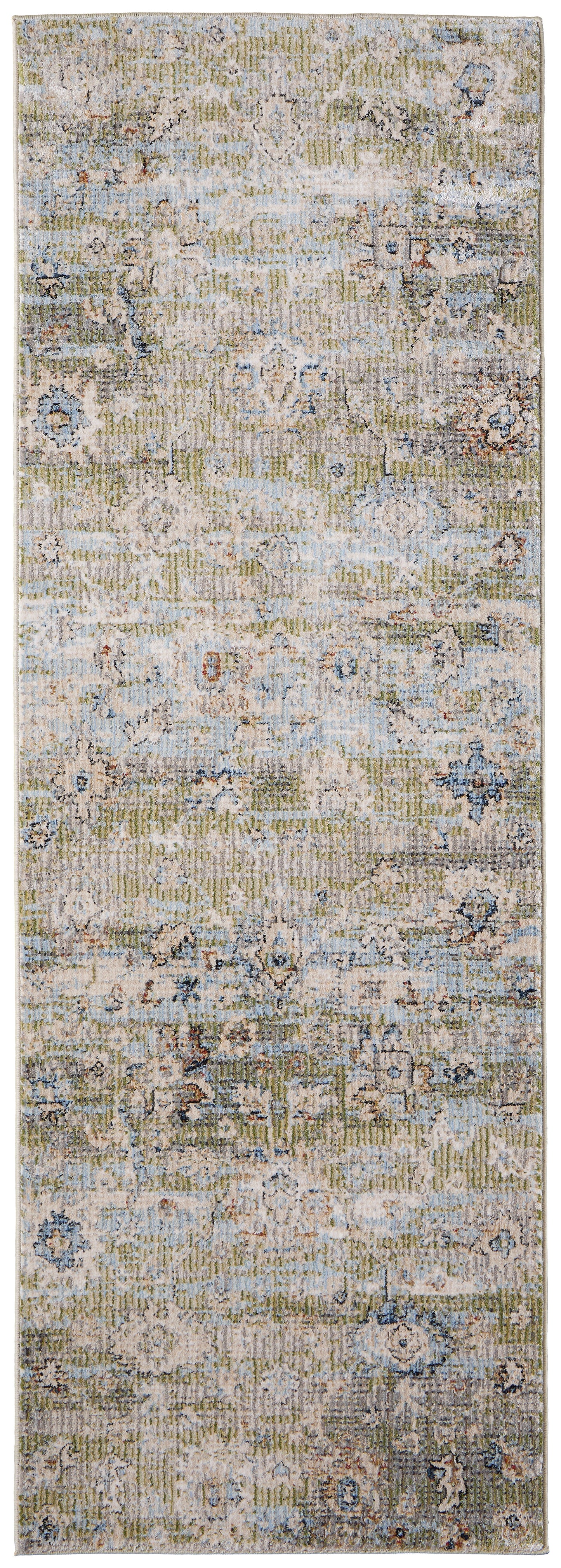 Melrose Traditional Floral & Botanical, Green/Ivory/Blue