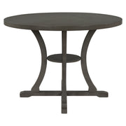 TREXM Retro-Style 5-Piece Round Dining Table and Chair Set with Unique Legs and Hollow Chair Back in Gray MDF