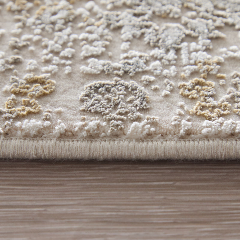 Cadiz Traditional Medallion, Ivory/Gray/Gold