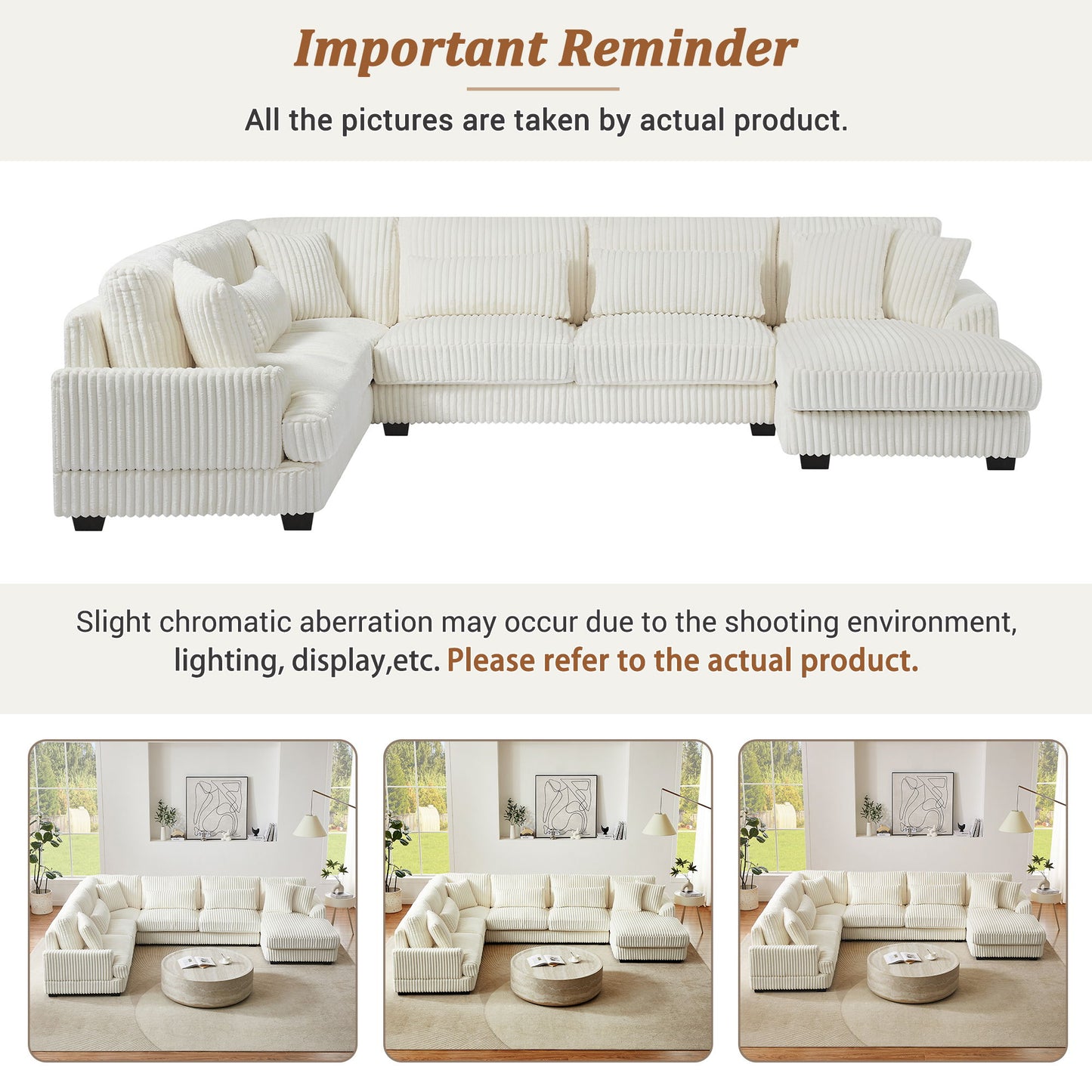Oversized Sectional Sofa U - Shaped Sofa Couch Modern Sofa Upholstered In Soft With A Chaise Lounge For Living Room
