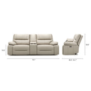 Malibu 79' Modern Power Motion 3-Piece Reclining Loveseat Sofa with Cup Holders, Cream Taupe Beige