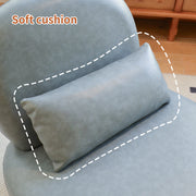Cute Accent Chair with Solid Wood Legs, Faux Leather Living Room Chair with Soft Cushion, Cozy Bedroom Chair, Comfy Armless Reading Chair for Apartment, Waiting Room, Balcony (Blue)