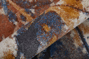 Gilmore Modern Watercolor, Blue/Orange/Gray