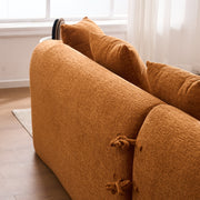 Boneless L-Shape Sectional Sofa with Curved Chaise,Orange Modular Chenille Compression Couch,30D High-Density Foam,Minimalist Modular Couches Sleeper for Living Room Bedroom Apartment Lounge.